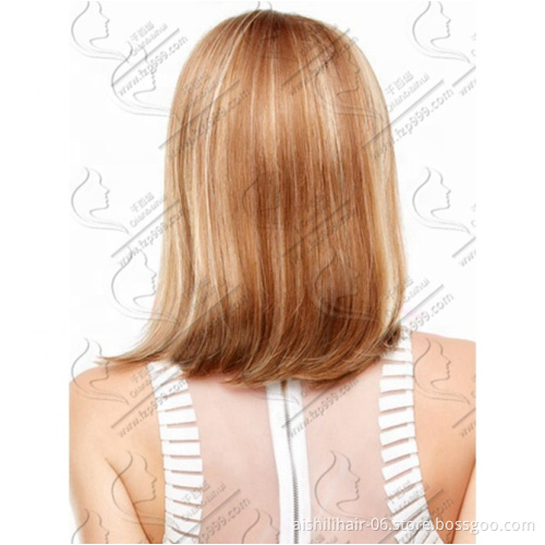 Wholesale wendors Synthetic hair mix corlors Medium Wigs natural straight synthetic hair wigs for women